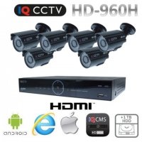 CCTV rendszer 960H - 6 golyó kamerák 20m IR + DVR 1TB