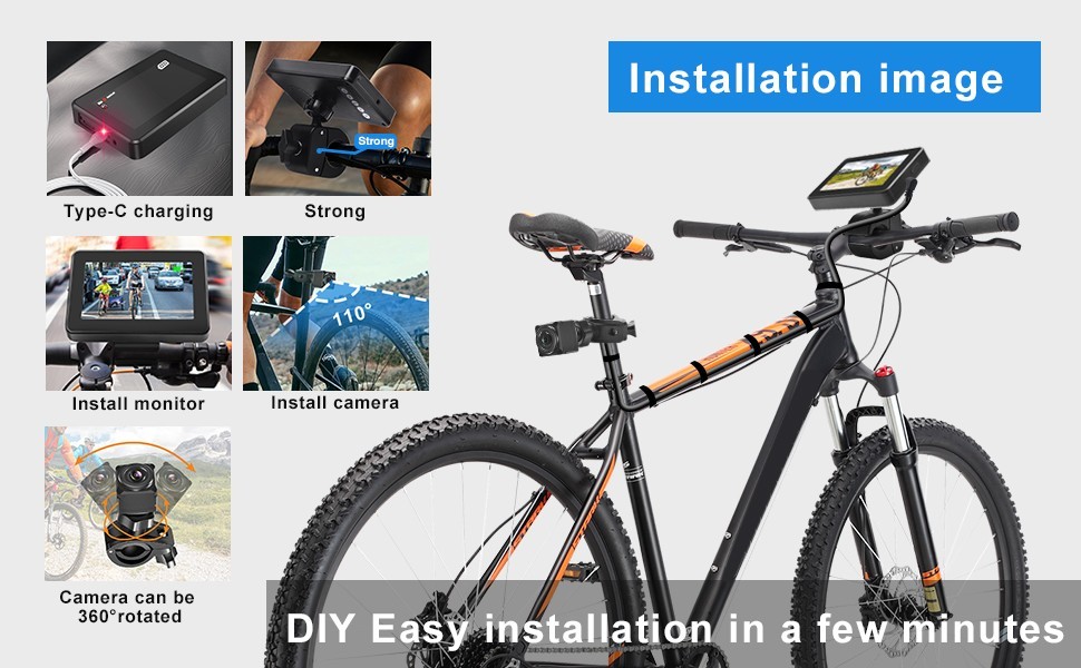 bike kamera monitorral - hátsó kamera kerékpárhoz