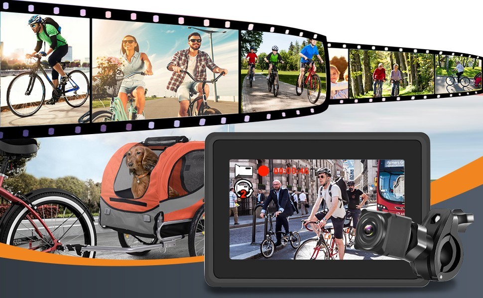 Hátsó kamera kerékpárhoz (kerékpárhoz) monitorral rögzítési lehetőséggel