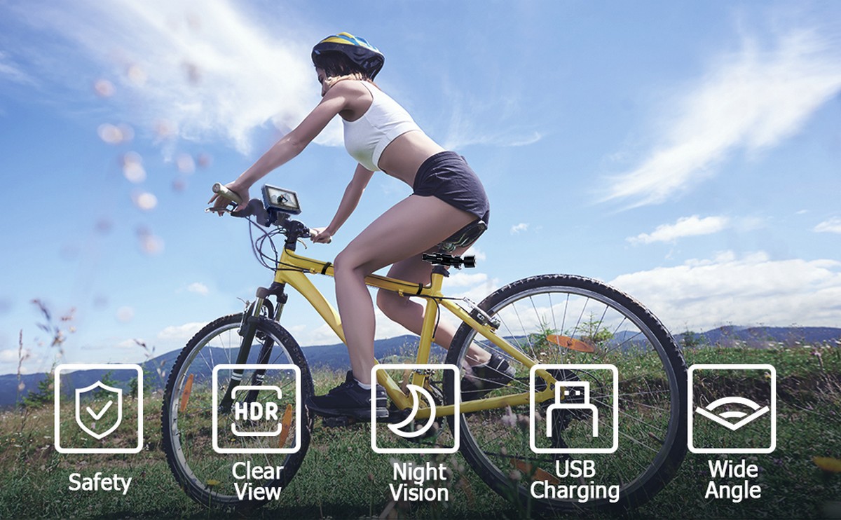 kerékpáros biztonsági kamera monitorral