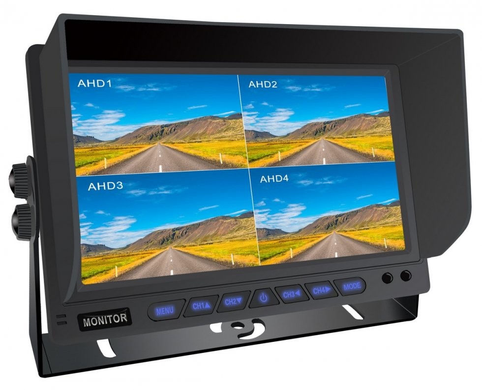 8 csatornás hibrid 10"-os tolató HD monitor autóhoz vagy géphez