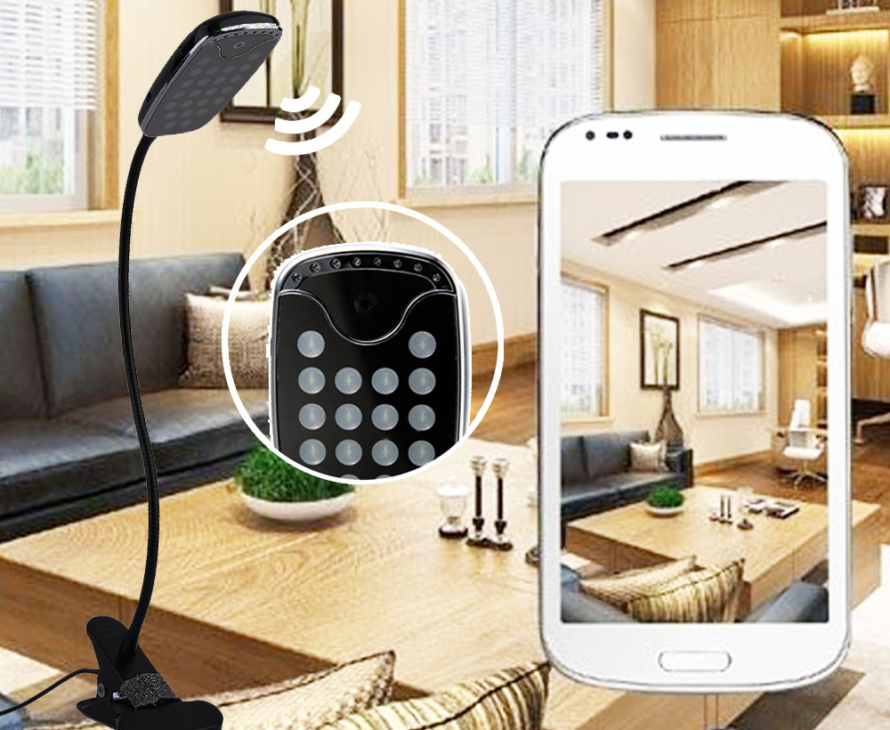 LED asztali lámpa egy rejtett kamera, WiFi