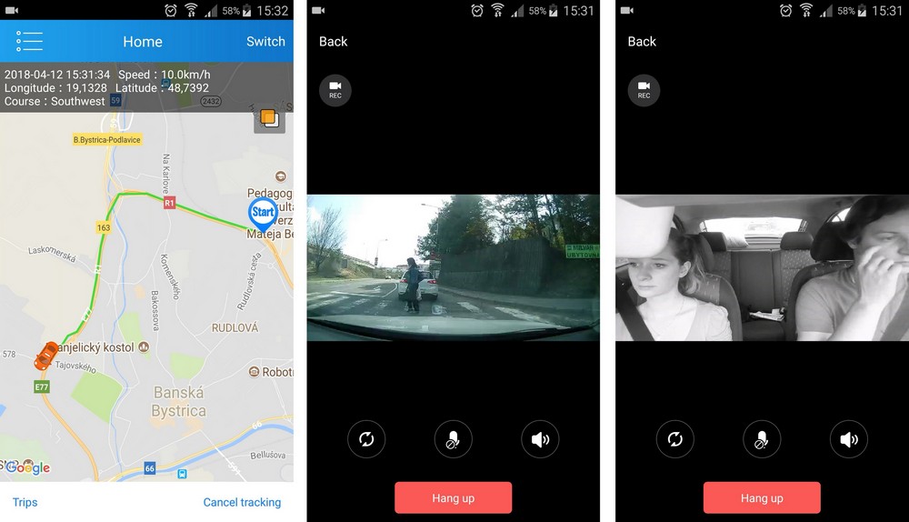 3g autós kamera GPS-követéssel az alkalmazáson keresztül
