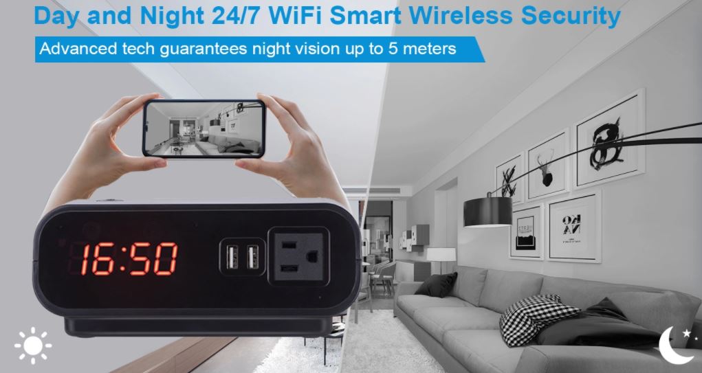 wifi intelligens kémkamera óra éjjel-nappal - 24/7