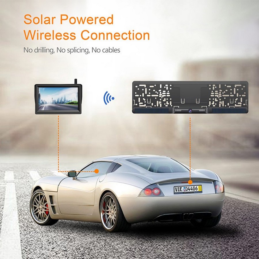 Solar WiFi tolató 170°-os hátsó autókamera